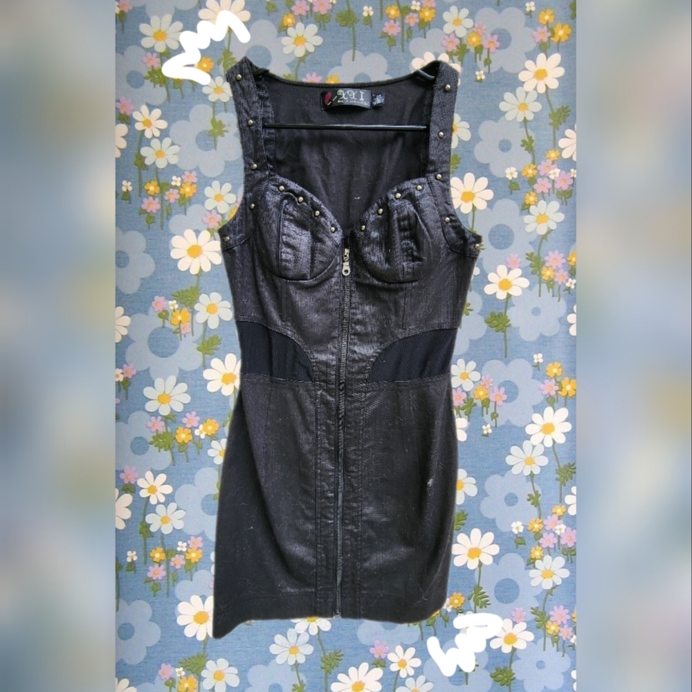 XXI TWIST BLACK FAUX LEATHER DRESS